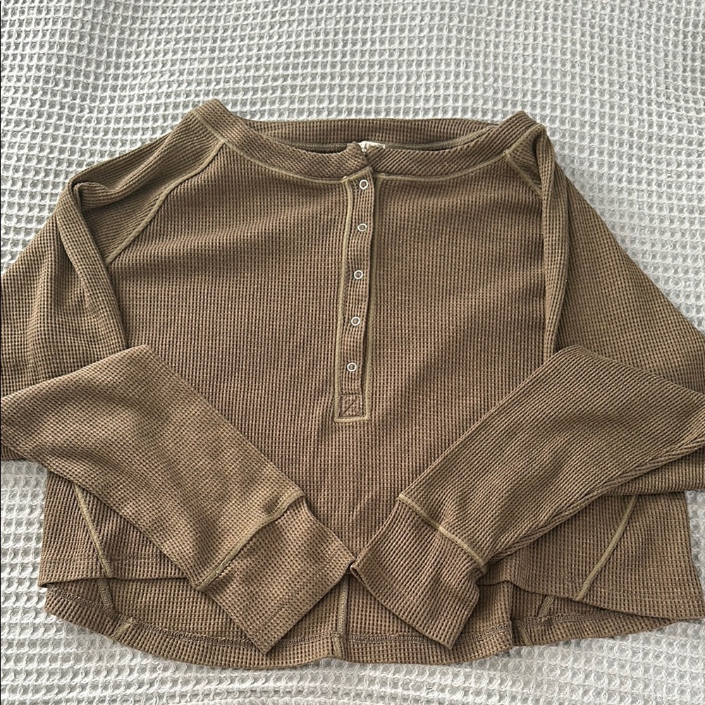 Free People Long Sleeve Henley Top